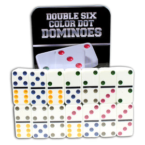 Perrini 28 PC Double 6 Color Dot Dominoes Game for kids New